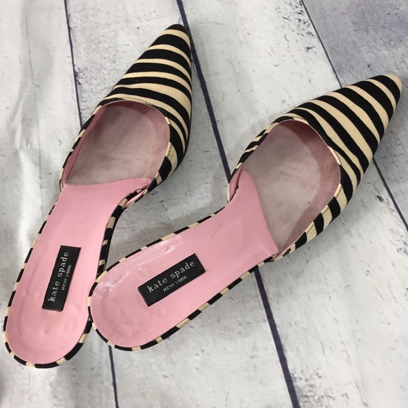 kate spade Shoes - Kate Spade zebra striped silk Kitten heel mule